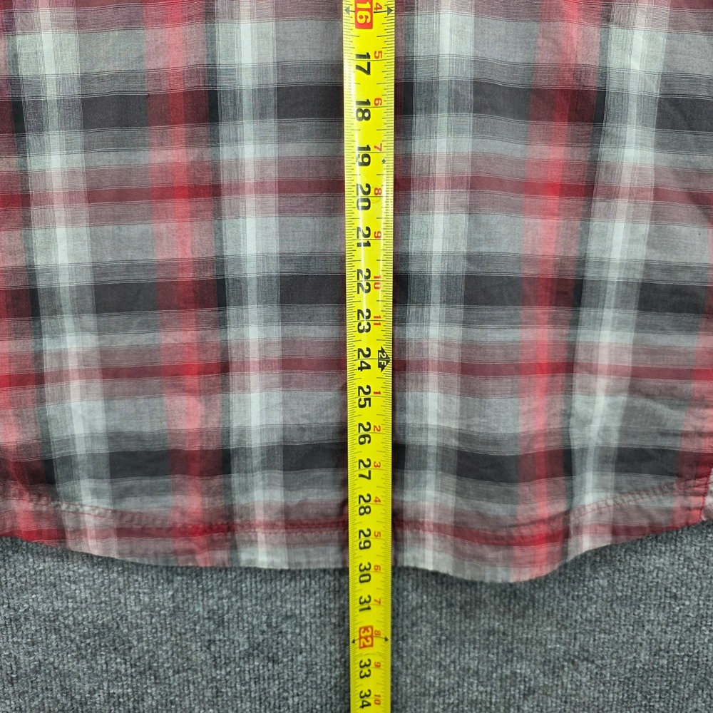 Mountain Hardwear Mens Red Plaid Western Snap Short Sleeve Shirt OM4664 Large - Picture 9 of 9